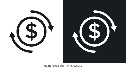 Circulation of money icon designed in a line style on white background.