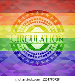 Circulation on mosaic background with the colors of the LGBT flag