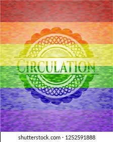Circulation on mosaic background with the colors of the LGBT flag
