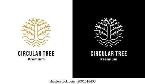 Circullar River Abstract Tree For Park Outdoor Logo Design