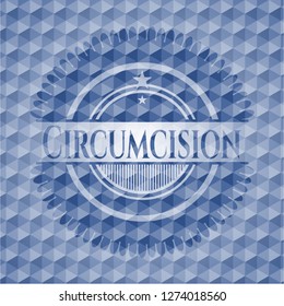 Circumcision blue emblem with geometric pattern.