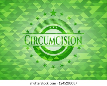 Circumcision green emblem with triangle mosaic background