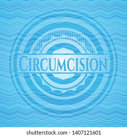 Circumcision light blue water wave badge. Vector Illustration. Detailed.