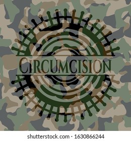 Circumcision on camo texture. Vector Illustration. Detailed.