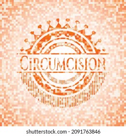 Emblema de mosaico naranja circuncisivo con fondo 