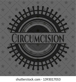 Circumcision realistic black emblem. Vector Illustration. Detailed.
