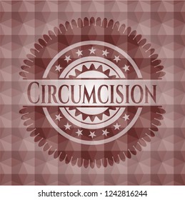 Circumcision red badge with geometric background. Seamless.