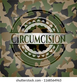 Circumcision written on a camo texture