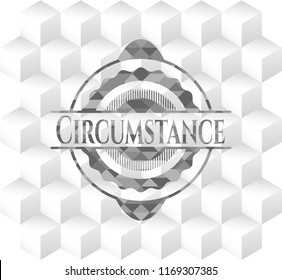 Circumstance grey emblem with cube white background
