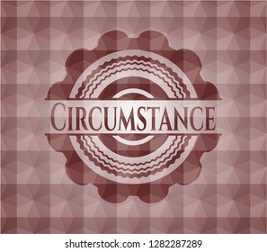 Circumstance red badge with geometric pattern. Seamless.