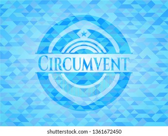Circumvent sky blue emblem with triangle mosaic background