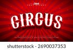 Circus 3D Text Effect Design Editable and Scalable Vector Graphic Style Effect with Framed Billboard and Retro Marquee Signboard Typography Lettering on Red Background. Premium Luxury Casino