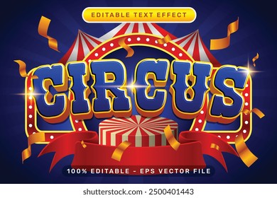 circus 3d text effect and editable text effect with tent and border show