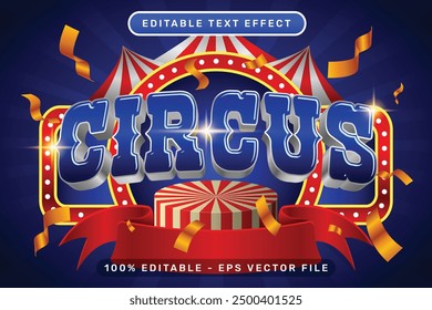 circus 3d text effect and editable text effect with tent and border show