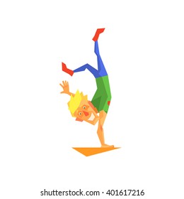 Circus Acrobat Realizando Diseño De Vector Plano Gráfico Isolación Ilustración En Fondo Blanco