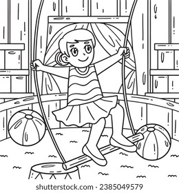 Circus Acrobat and Trapeze Coloring Page for Kids