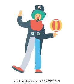 
A circus act by a clown 
