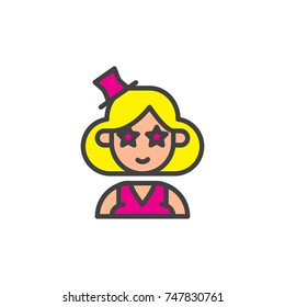 Circus actor assistant filled outline icon, line vector sign, linear colorful pictogram isolated on white. Symbol, logo illustration. Pixel perfect vector graphics