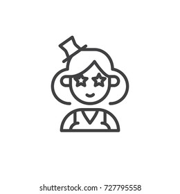 Circus actor assistant line icon, outline vector sign, linear style pictogram isolated on white. Symbol, logo illustration. Editable stroke