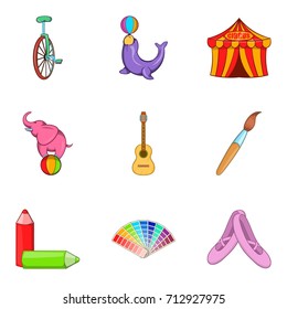 Circus actor icons set. Cartoon set of 9 circus actor vector icons for web isolated on white background