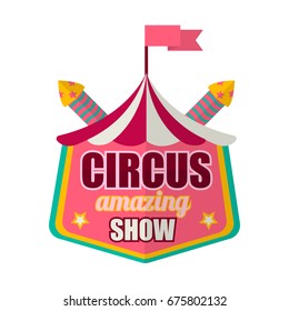 Etiqueta del logo del espectáculo asombroso del circo aislado en blanco