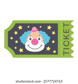 circus and amusement park ticket, flat vector illustration isolated on white