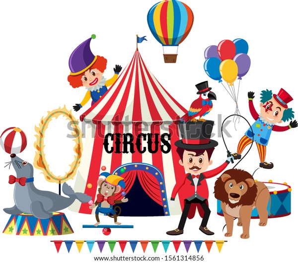 Circus Animals Clowns Illustration Stock Vector (Royalty Free ...