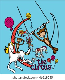 circus animals vector graphic illustration