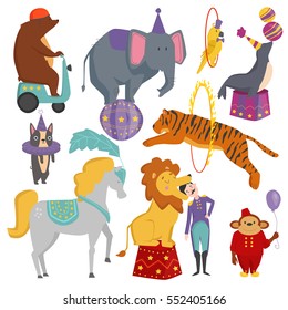 Ilustración vectorial de animales circos.