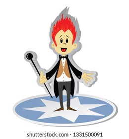 Circus Announcer sticker cartoon illustration isolated on white