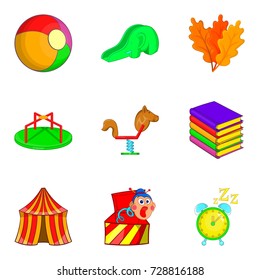 Circus arena icons set. Cartoon set of 9 circus arena vector icons for web isolated on white background