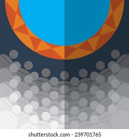 circus arena witn people in flat design background