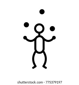Circus artist juggler stick man icon