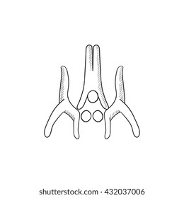 Circus artists performing trick vector sketch icon isolated on background. Hand drawn Circus artists performing trick icon. Circus artists performing trick sketch icon for infographic, website or app.