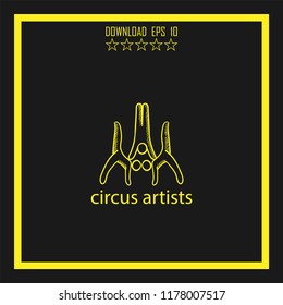 circus artists sketch vector icon