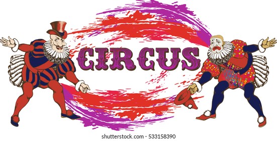 Circus artists in vintage style. vector illustration