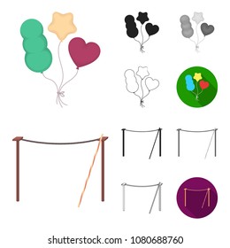Circus and attributes cartoon,black,flat,monochrome,outline icons in set collection for design. Circus Art vector symbol stock web illustration.