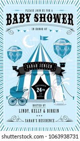 circus baby boy baby shower invitation template vector illustration
