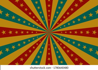 Circus background, abstract pattern with rays and stars, banner element for show, fair. Circus pattern