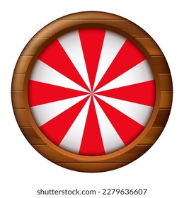 Zirkus. Hintergrund für Zirkus- oder Casino-Design. Rot-weiße Rochen in einem Holzrahmen. Vektorgrafik-Clips einzeln auf weißem Hintergrund.