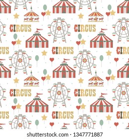 Circus background. Element of seamless pattern. Simple objects set. Vector illustration.