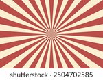 Circus background of spiral red beige rays vector illustration. Vintage radial pattern with sunbeams or starburst strip. Circus, carnival, summer fair or chapiteau backdrop.