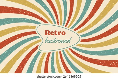 Circus background and spiral retro rays vector pattern. Vintage poster of red, white, sun with grunge texture, circus, carnival, summer fair, or chapiteau backdrop