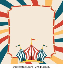 Circus background, circus template, circus poster with a circus tent and stars, vintage style
