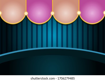 Circus background with vintage tent. Design for presentation, concert, show. Vector illustration