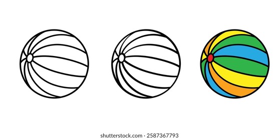 Circus ball or Beach ball. Balls icon. amusement park. Carnival entertainment for wild animal acrobat performing on stage. Tools for balancing animals. Circus object.