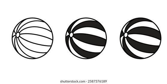 Circus ball or Beach ball. Balls icon. amusement park. Carnival entertainment for wild animal acrobat performing on stage. Tools for balancing animals. Circus object.