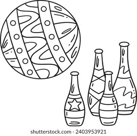 Circus Ball and Circus Pin Isolated Coloring Page 