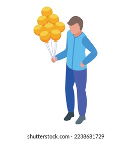 Circus balloon seller icon isometric vector. Park shop. Nature carnival