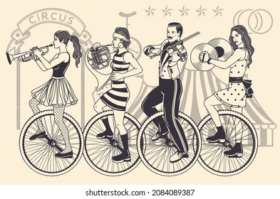 
Circus Band Musicians. Vector Illustration.